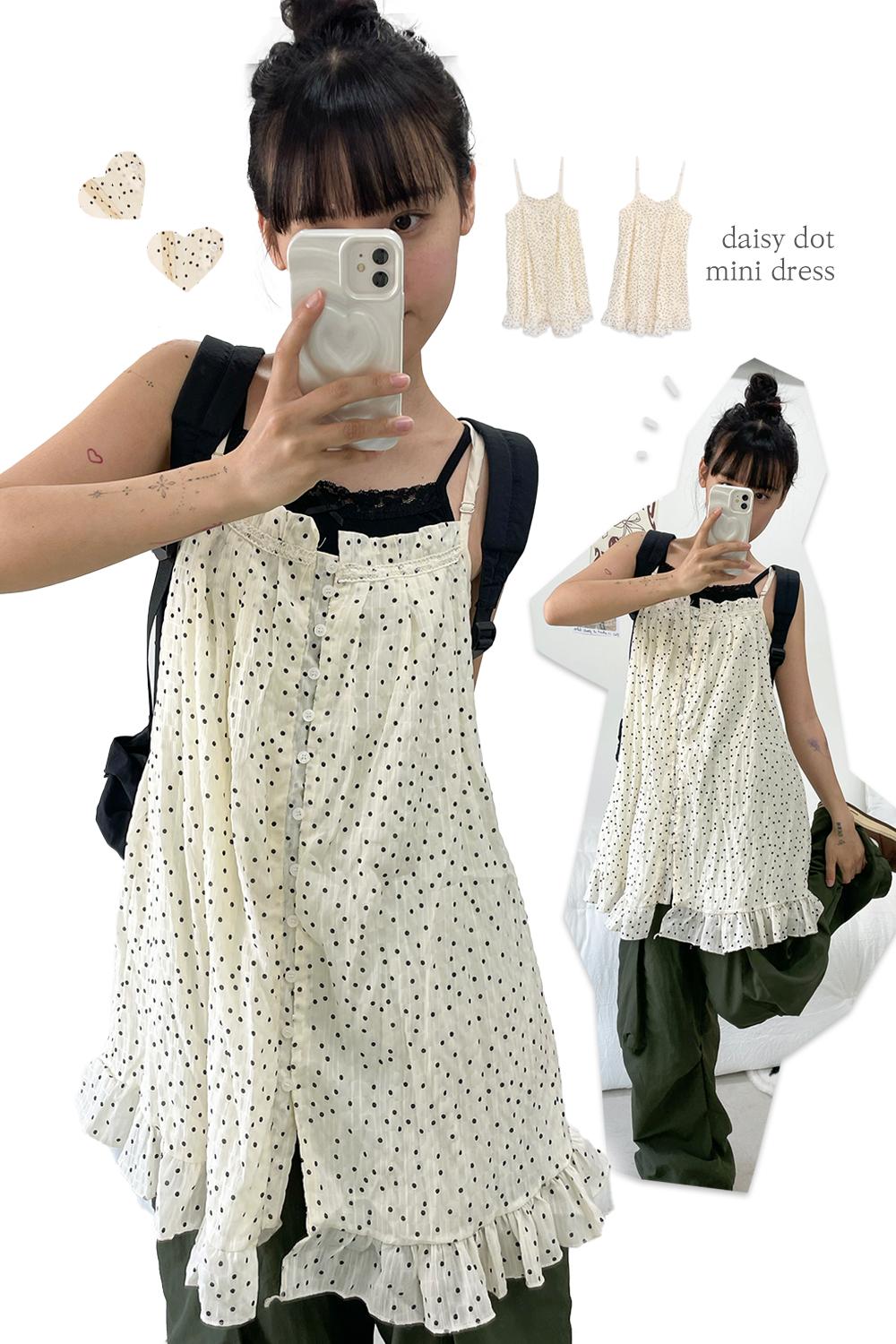아쿠비클럽 daisy dot mini dress