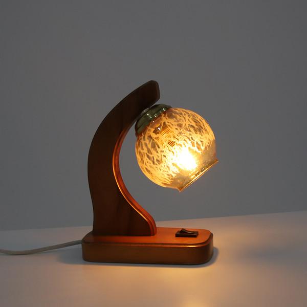 tanned glass wood table Lamp 1940~1950s