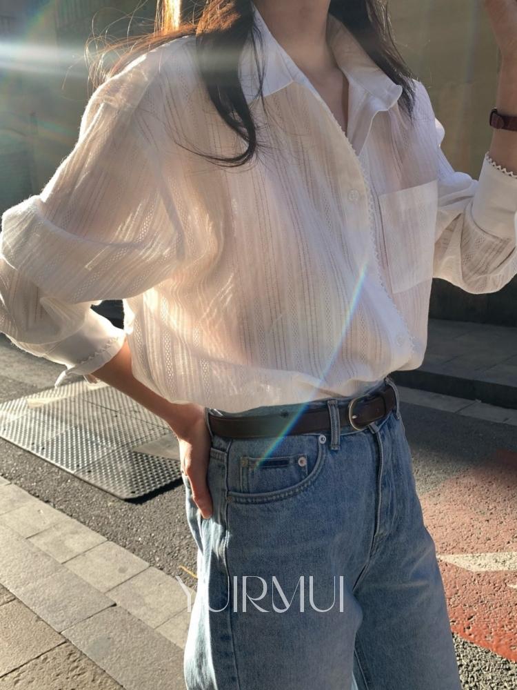 유이르무이 다이제 코튼 레이스 셔츠 블라우스 1color