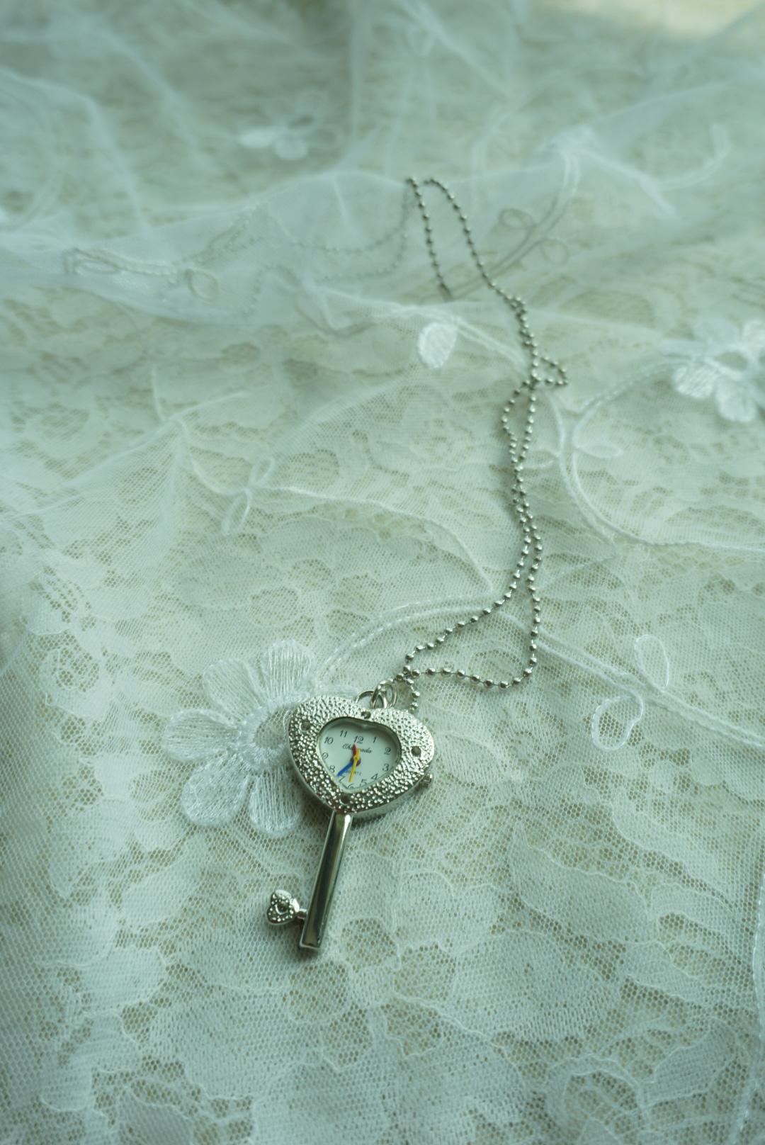 heart key watch necklace