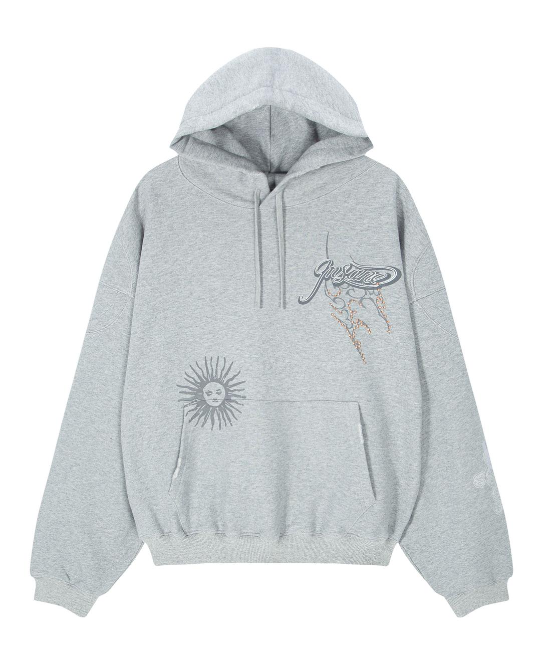 INSANE RHINESTONE HOODIE_MELANGE GREY