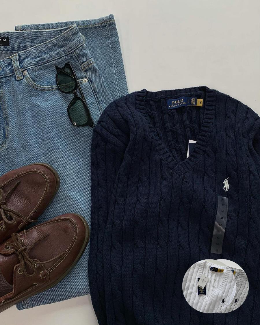 | NEW | POLO cable v-neck cotton knit 2