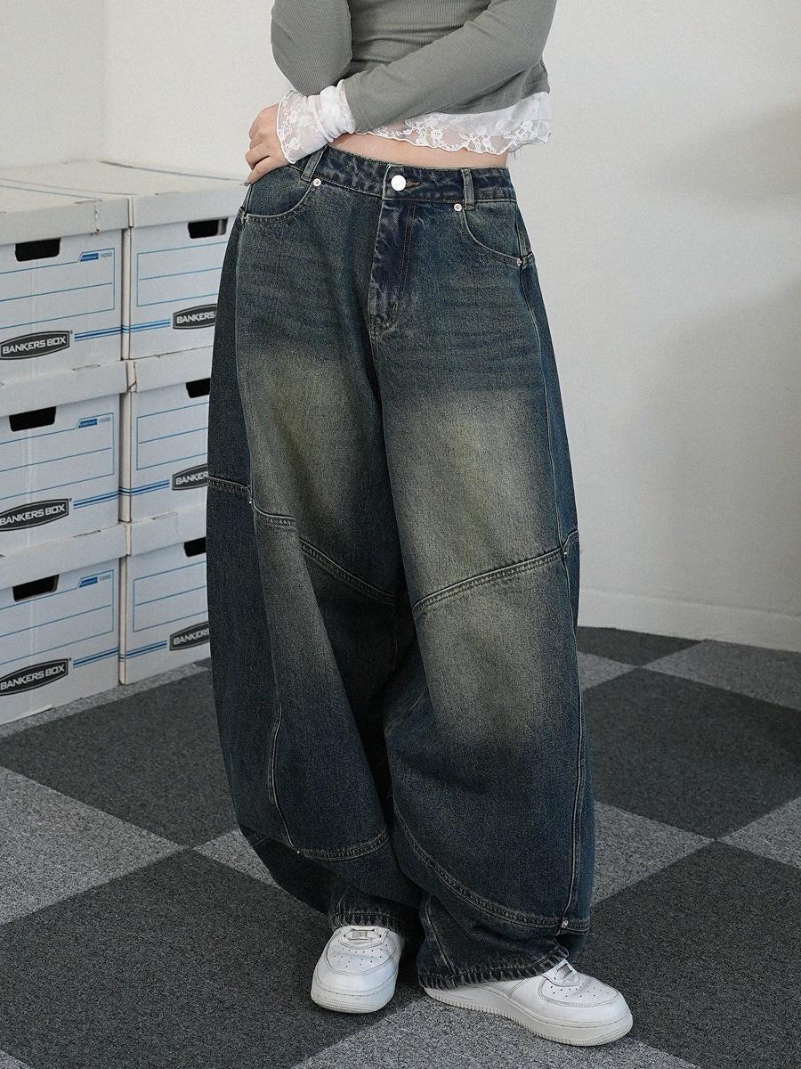 Balloon fit cutting line denim (Blue)