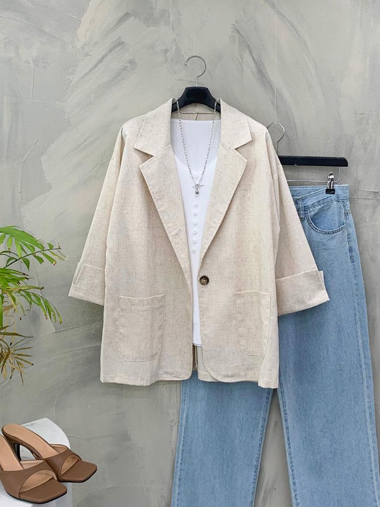 [오늘출발]턴업 소매 루즈핏 7부 소매 마 하프 자켓