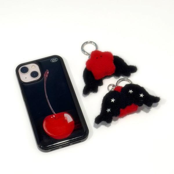 puff angel keyring - red:balck