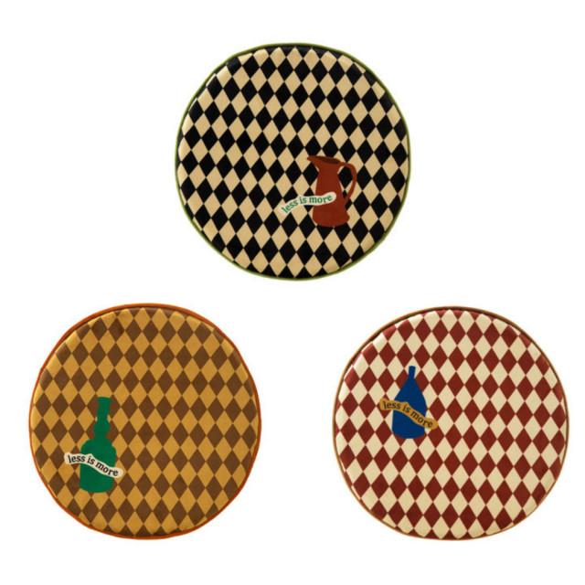 코지풀 less is more 레트로 체커보드 3 TYPE 원형 방석