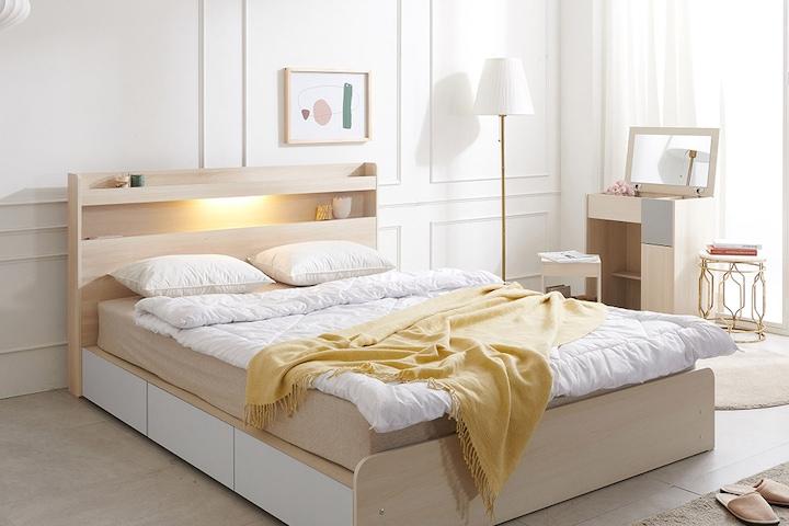 [5%쿠폰] 아너스 LED 리노 서랍침대 매트포함 (SS/Q) 3colors