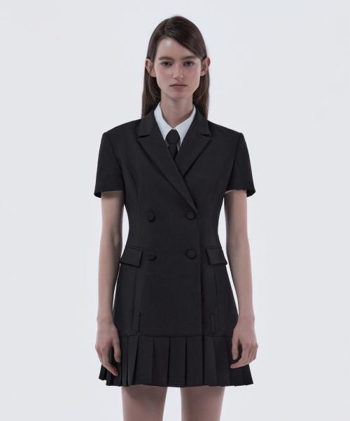 마우솔레움(MAU SOLEUM) Jenn Pleated Half-Sleeve Suit Jacket Dress - Black - 사이즈 & 후기 | 무신사