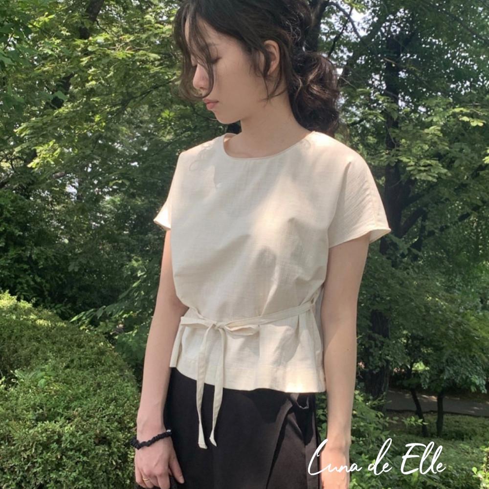 드온도 벨라 캡 블라우스 여름 반팔 리본 끈 셔츠