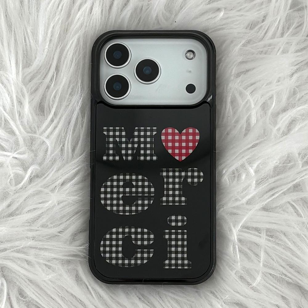 [+맥세이프] merci check (Black) 글라스 범퍼케이스