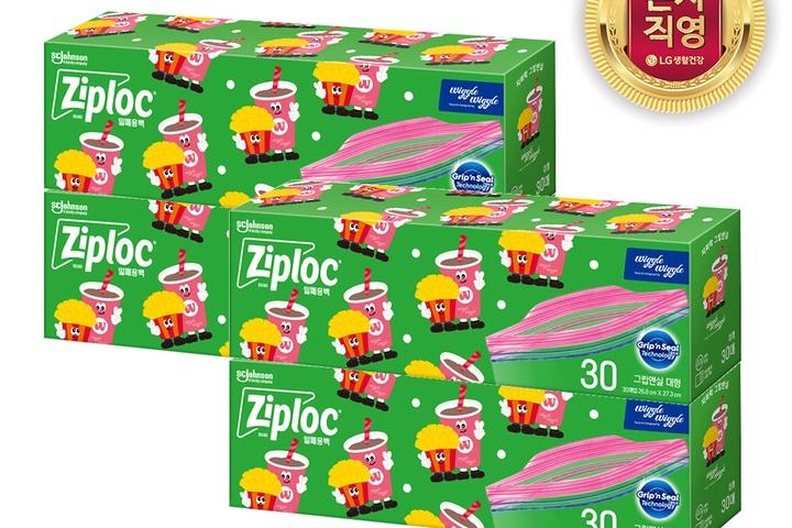 지퍼락 위글위글 그립앤실 냉장 대형 30매 x 4개