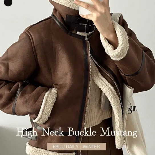 앵콜 특가☃️[무스탕🤎끝판왕] 양털 스웨이드 하이넥 버클 무스탕 - 2color