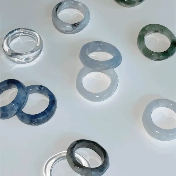 [1+1할인] 볼드 마블 호마이카 링반지 (8 color)