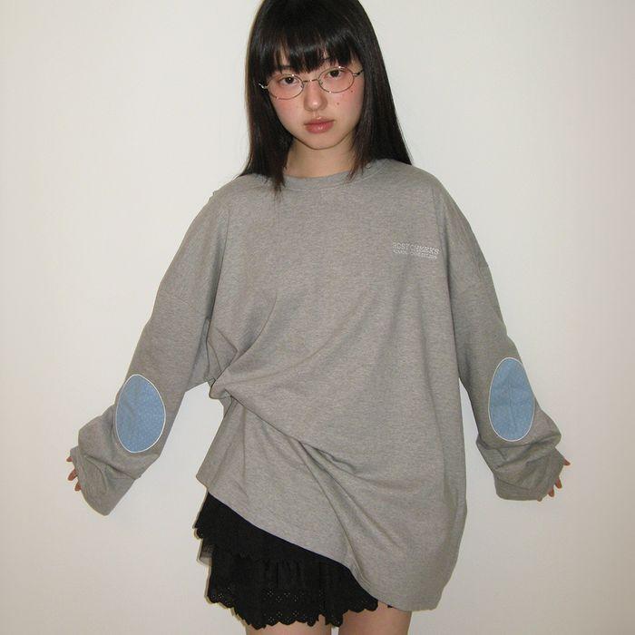 DOT ELBOW PATCH LONG SLEEVE GREY