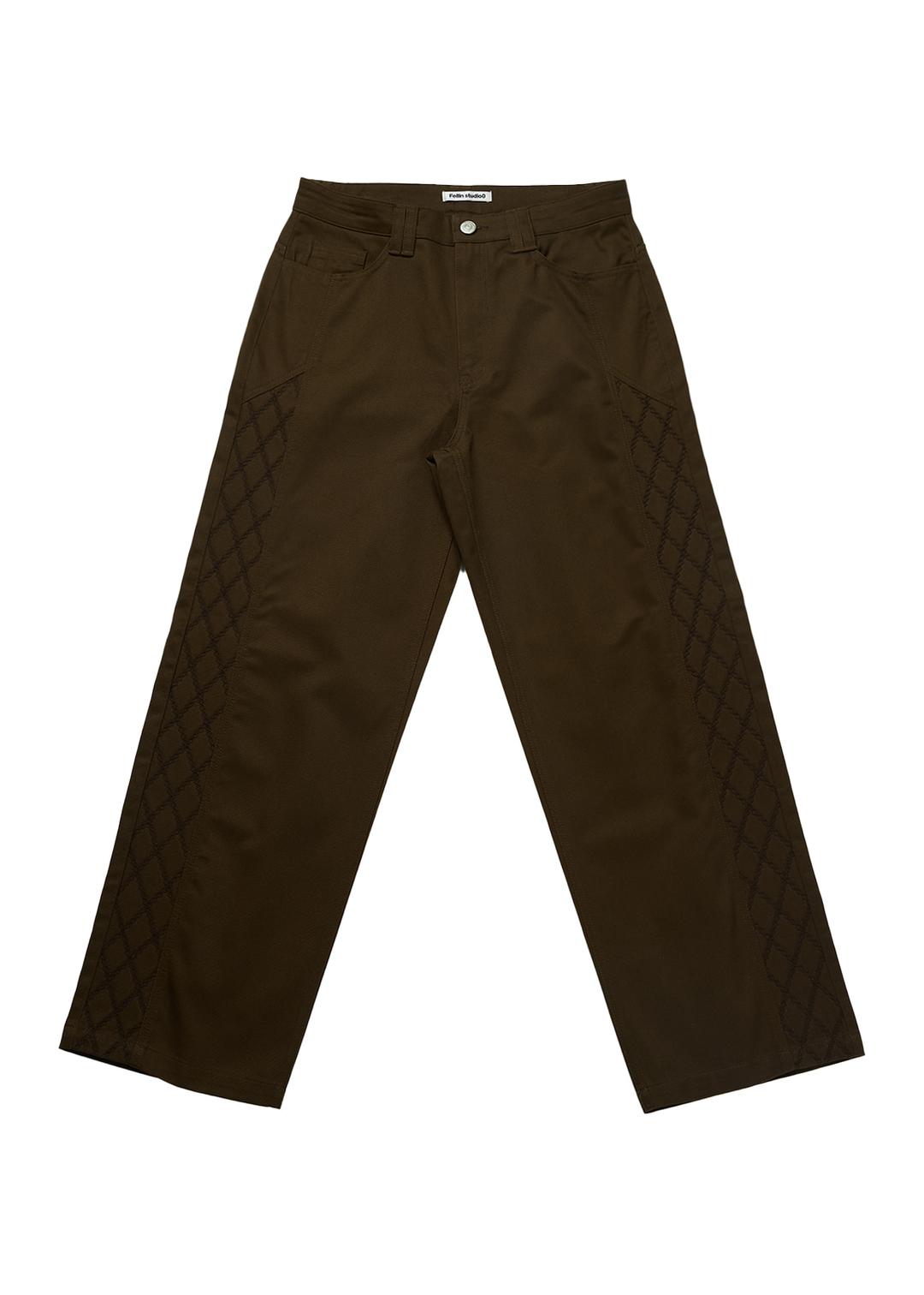 Net Line Twill Pants Brown