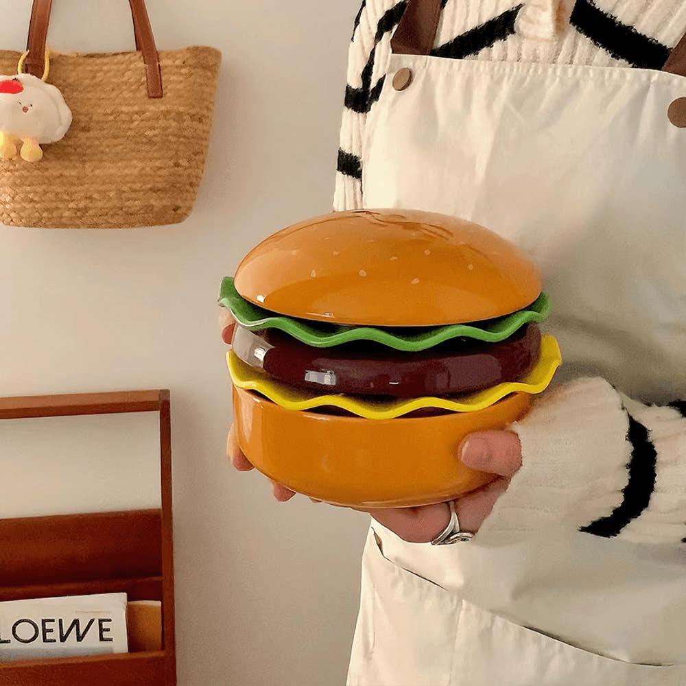 유니크 햄버거 세라믹 디저트 플레이트 세트