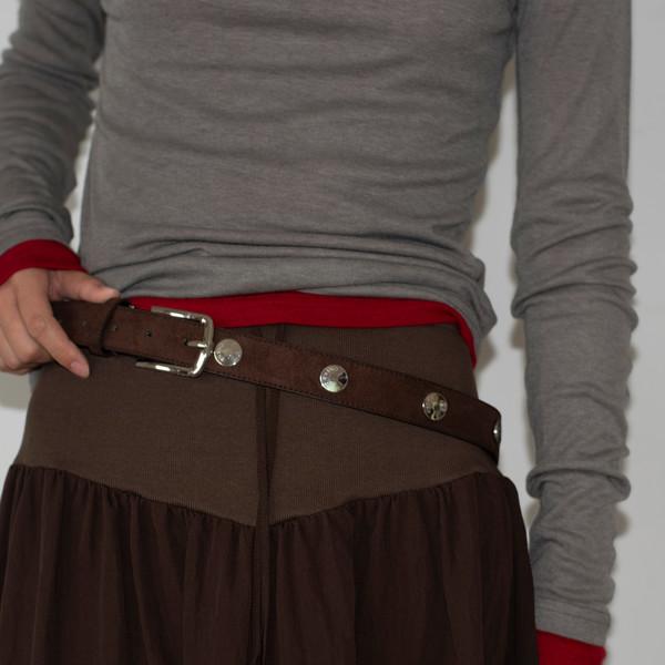LOGO SUEDE LOW WAIST BELT (BROWN)