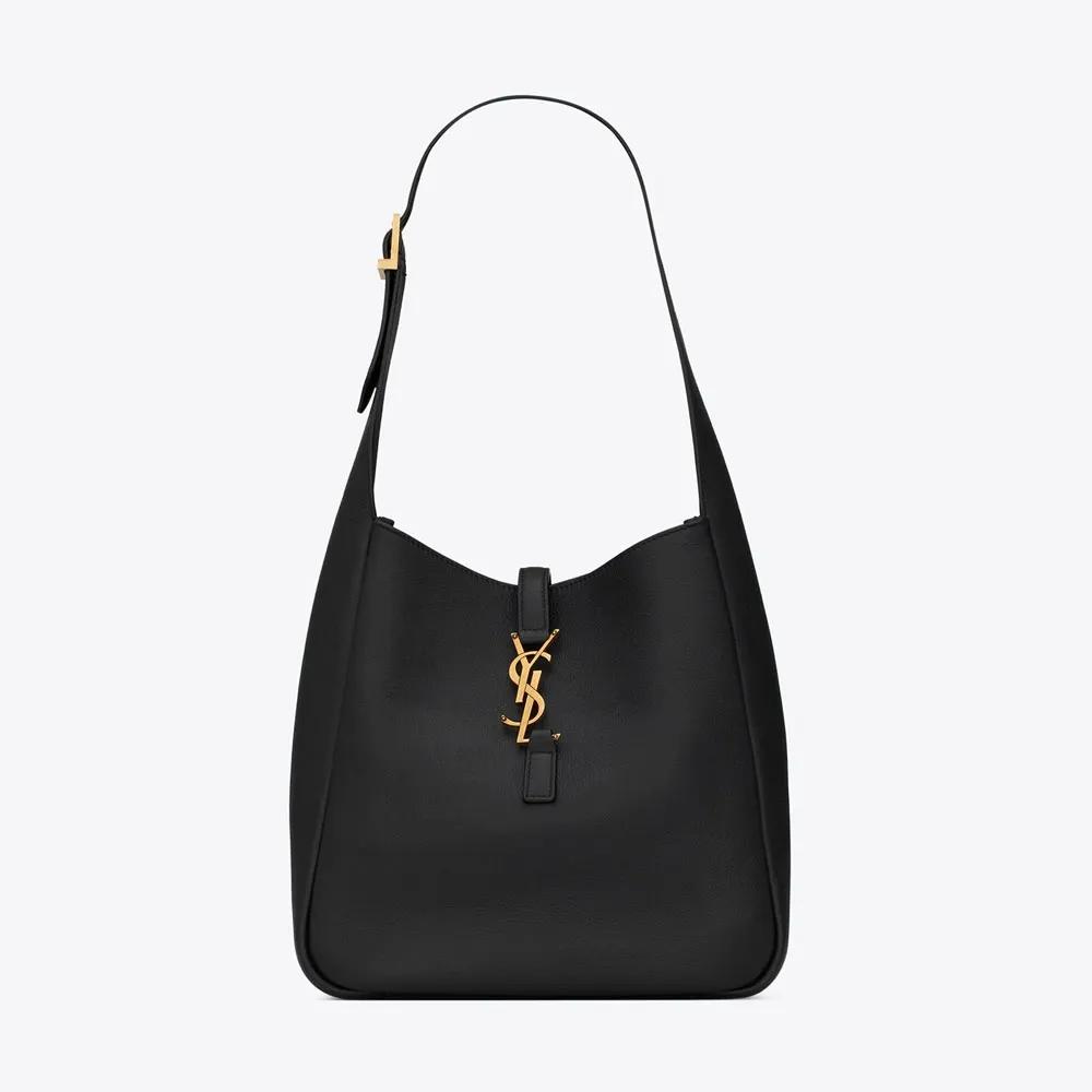 생로랑 가죽 소재의 LE 5 A 7 스몰 호보백 숄더 백 블랙 YSL 713938AAAUQ1000