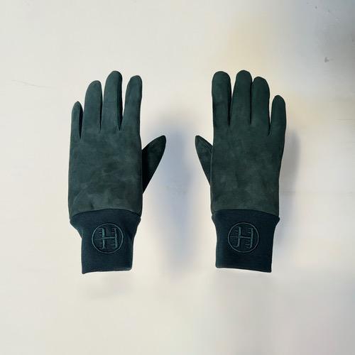 Sheep skin suede gloves forest green