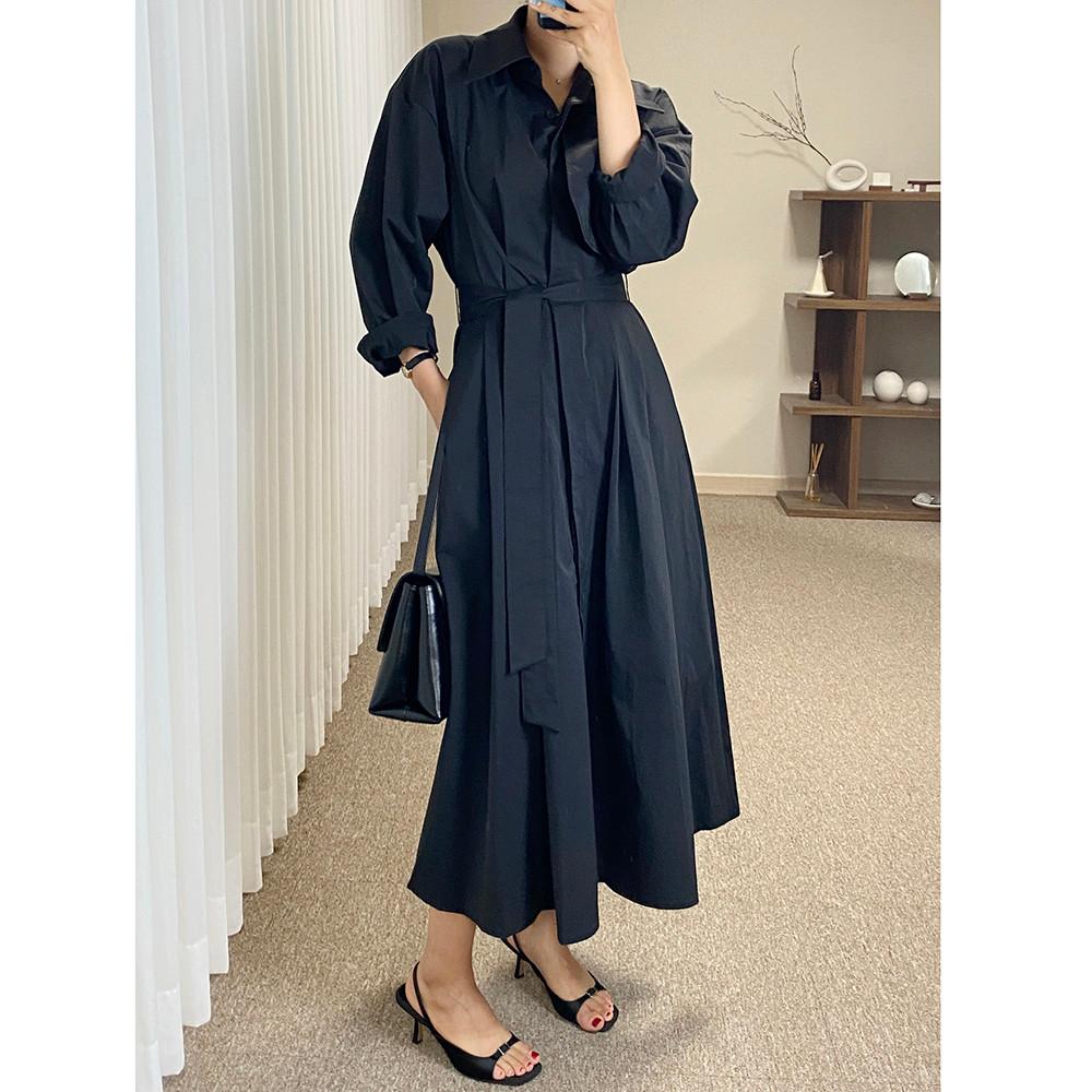 (가을 버전)마렛 원피스/여자 가을 간절기 트렌치 벨트 카라 롱 원피스