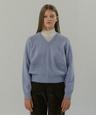 [안유진 착용] WOOL V-NECK KNIT PULLOVER BLUE