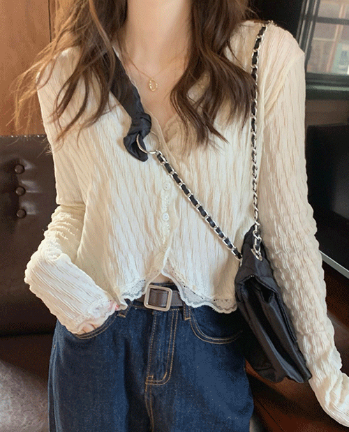 러블리 레이스 크롭 가디건