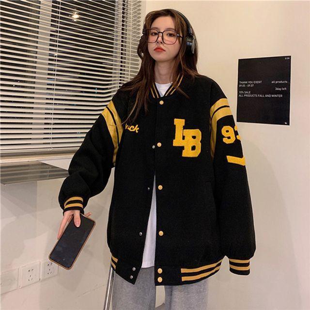 은플 2컬러 로고 점퍼 야구점퍼 블루종 레터링 자수 야구점퍼 블루종 바시티 야구점퍼 아우터 OW_WCE7532 야구점퍼 블루종 바시티 야구점퍼 아우터
