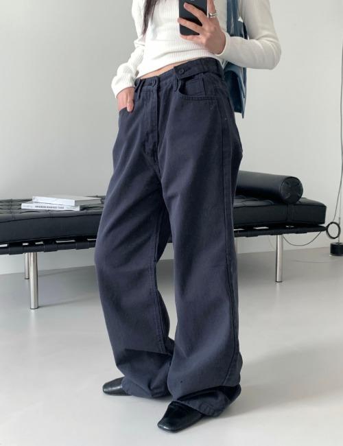 side button maxi cotton pants