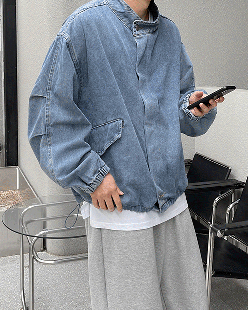 오버핏 박시 벌룬 데님 스트링 집업 자켓 후드 VER.추가