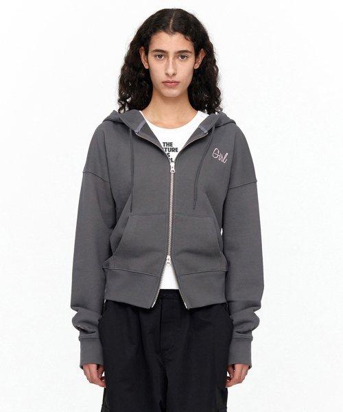 TYPO LOGO HOODIE ZIPUP charcoal