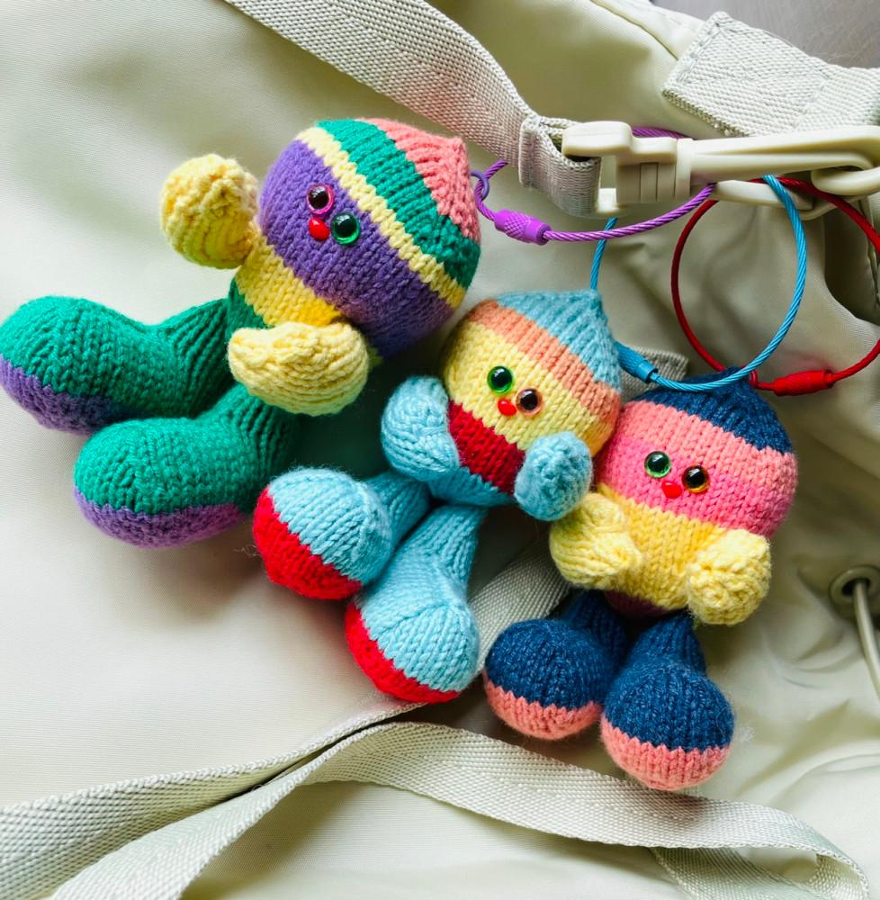 줄무늬 미니 푸크니🐾 뜨개 인형 키링