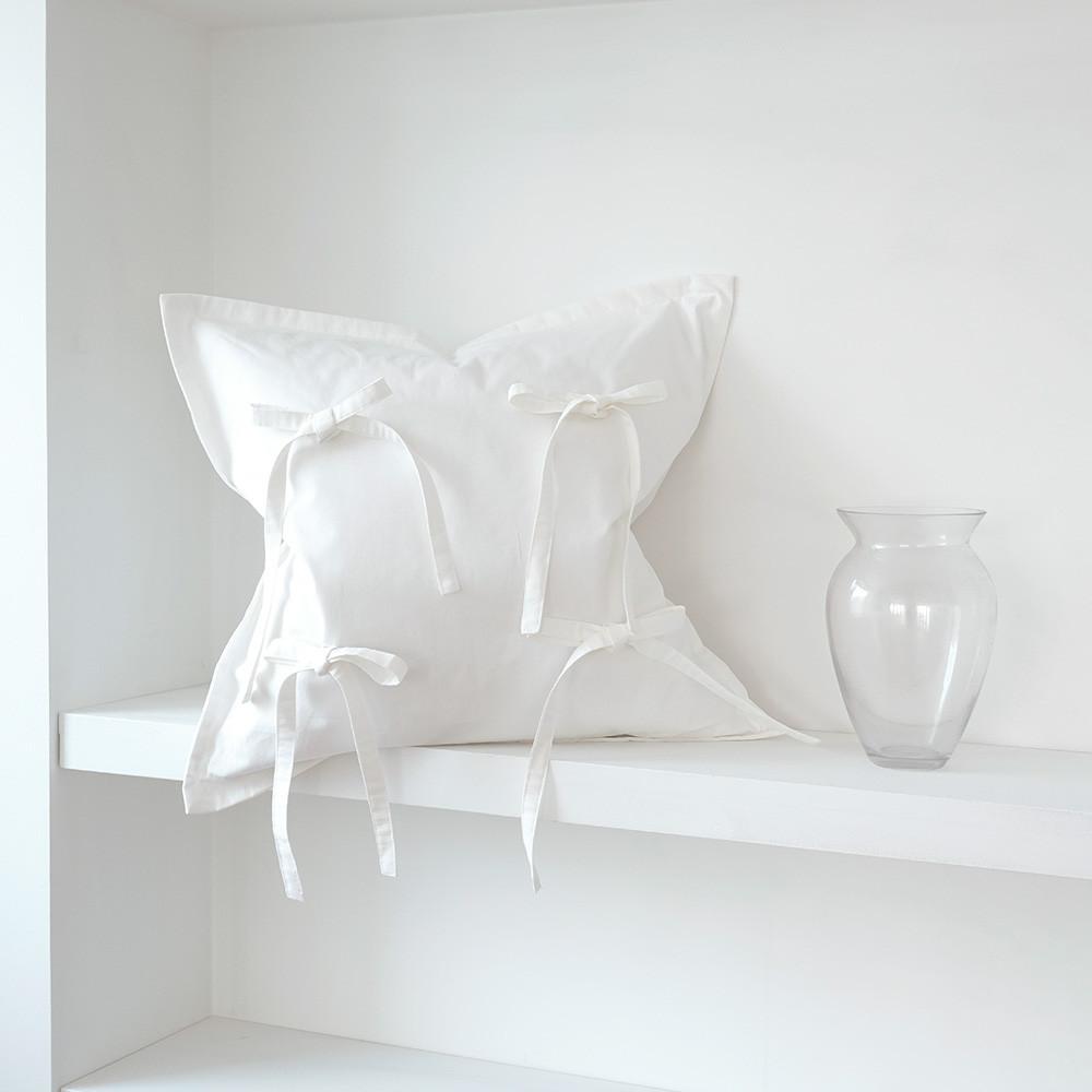 유어 리본 코튼 쿠션커버 화이트