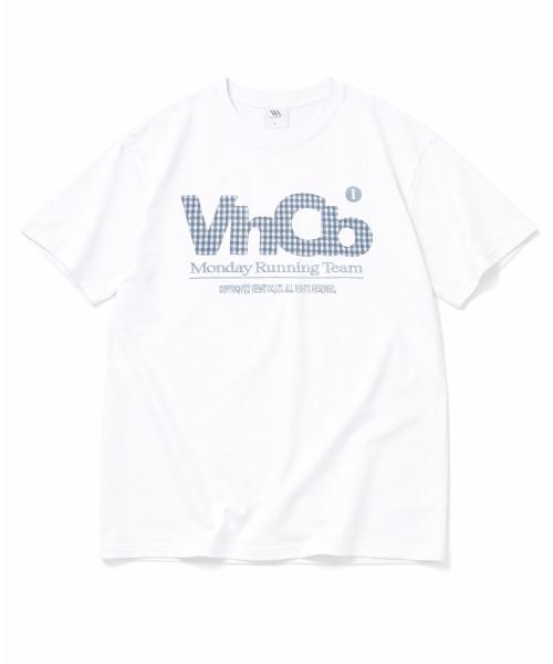 MRT 체크 아플리케 반팔티_화이트