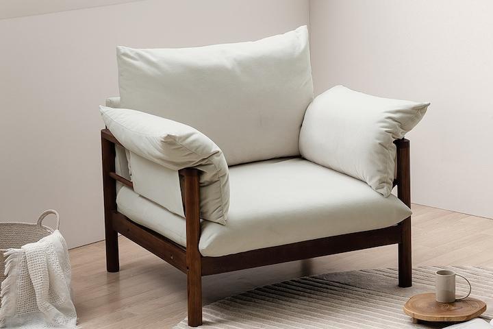 NEW 다인 애쉬원목 오리털 1인용 패브릭소파 3colors