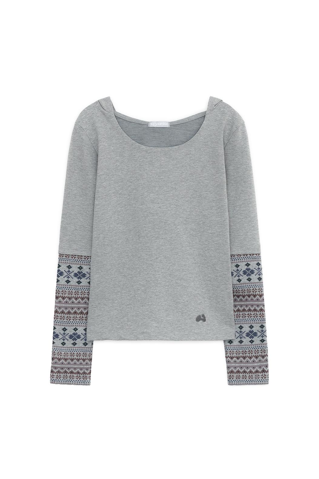 Knitted panel sleeve hoodie (Gray)