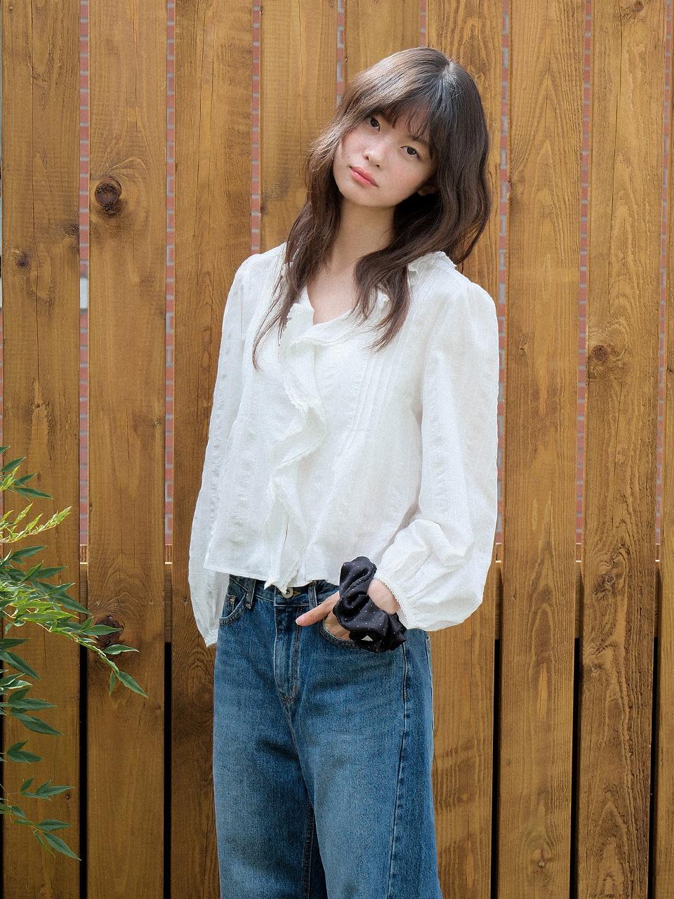 2nd) moui Ruffle lace blouse (O/WHITE)