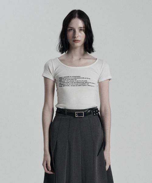 LETTERING OVAL-NECK CROP T-SHIRT WHITE