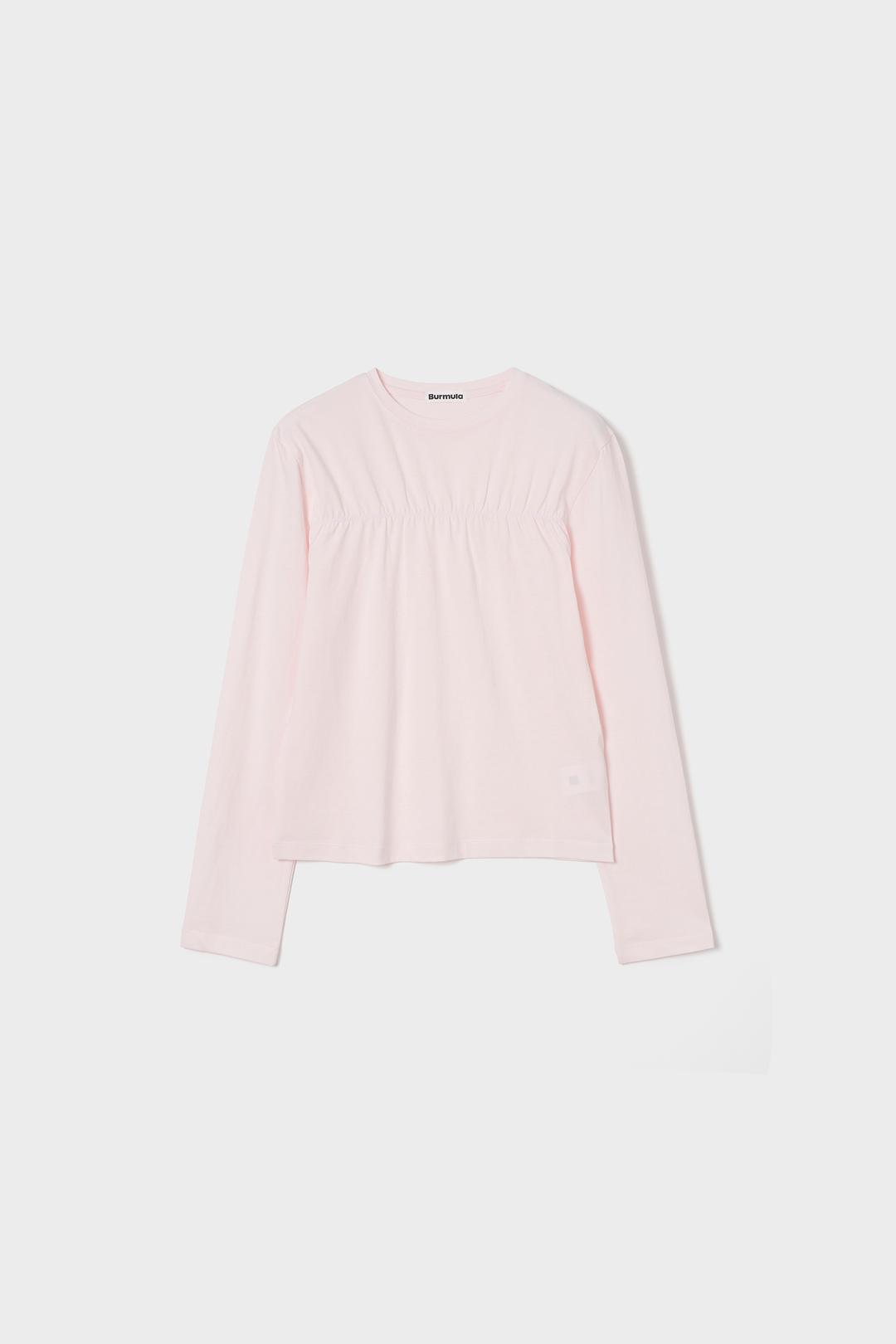 SHIRRING LONG SLEEVE T-SHIRT (LIGHT PINK)