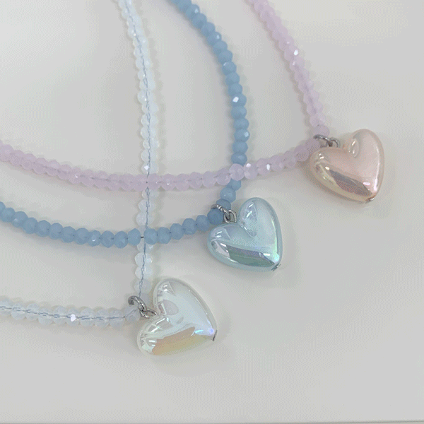 🔥특가🔥[써지컬] 펄 하트 컬러 비즈 목걸이