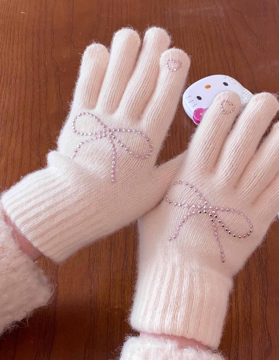 3차) ribbon heart gloves (ivory)