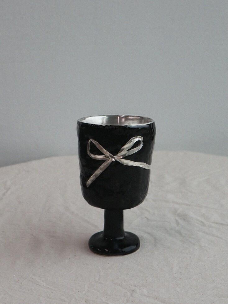 tweed ribbon goblet black