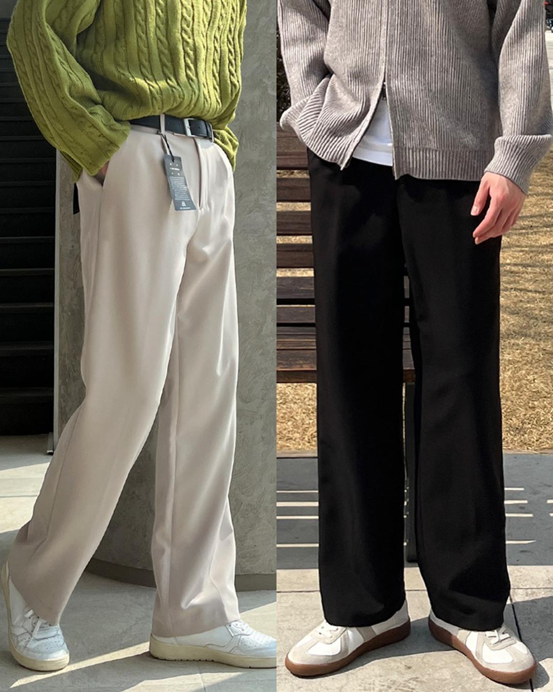 [주문폭주, 감사합니다!] 2TYPE 링클프리 핀턱 베이직&밴딩 세미와이드 슬랙스