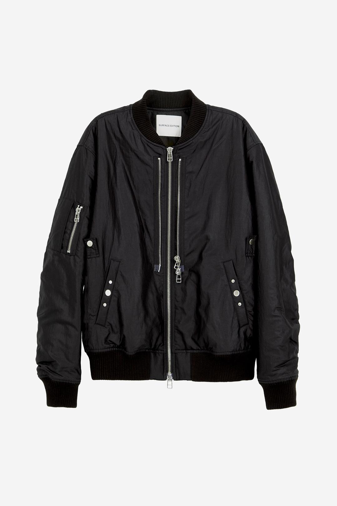 DOUBLE ZIP NYLON BOMBER_BLACK