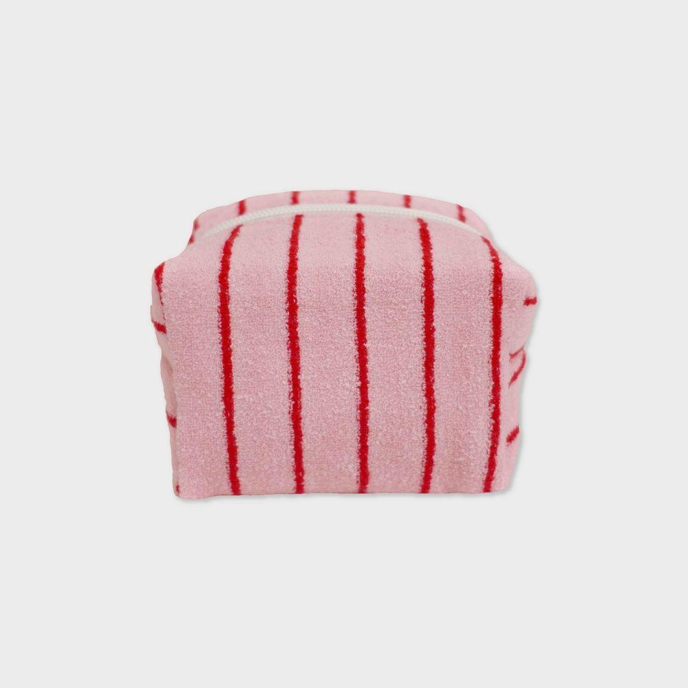 Stripe terry pouch  (pink red_2sizes)