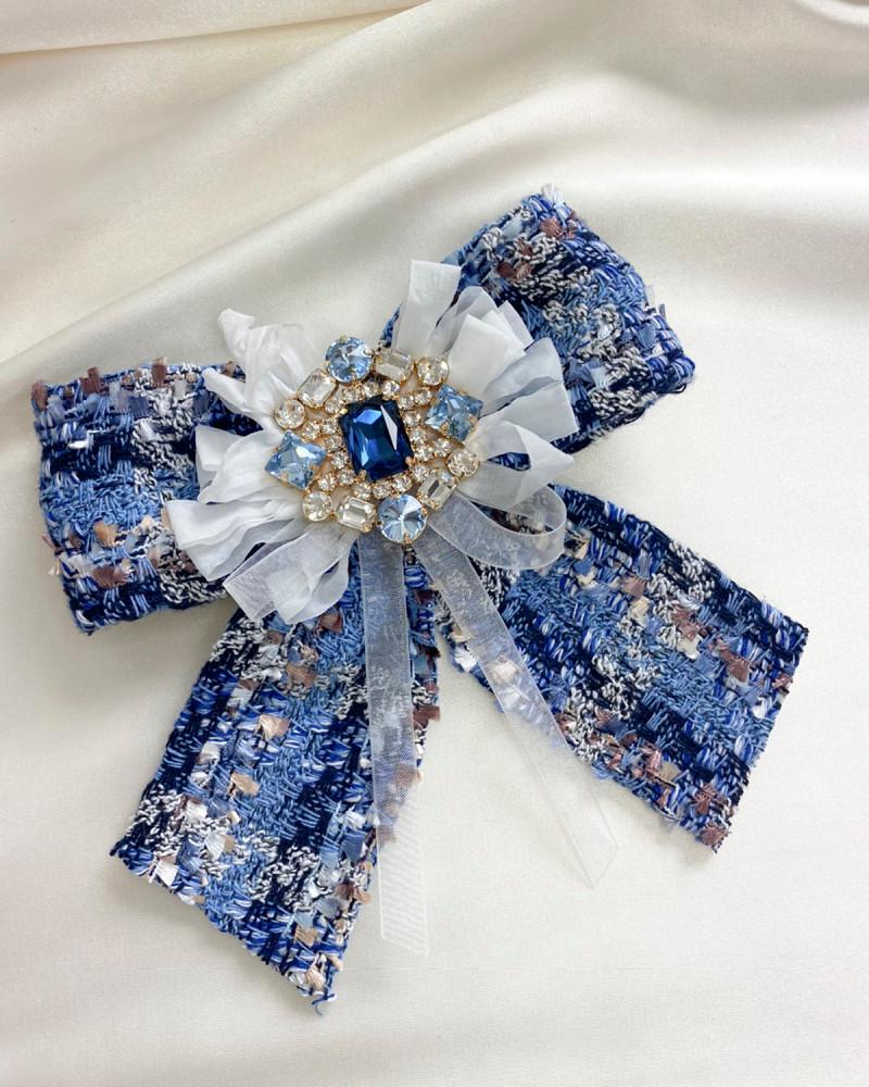 122 프린지 트위드 블루 브로치 (이태리2)