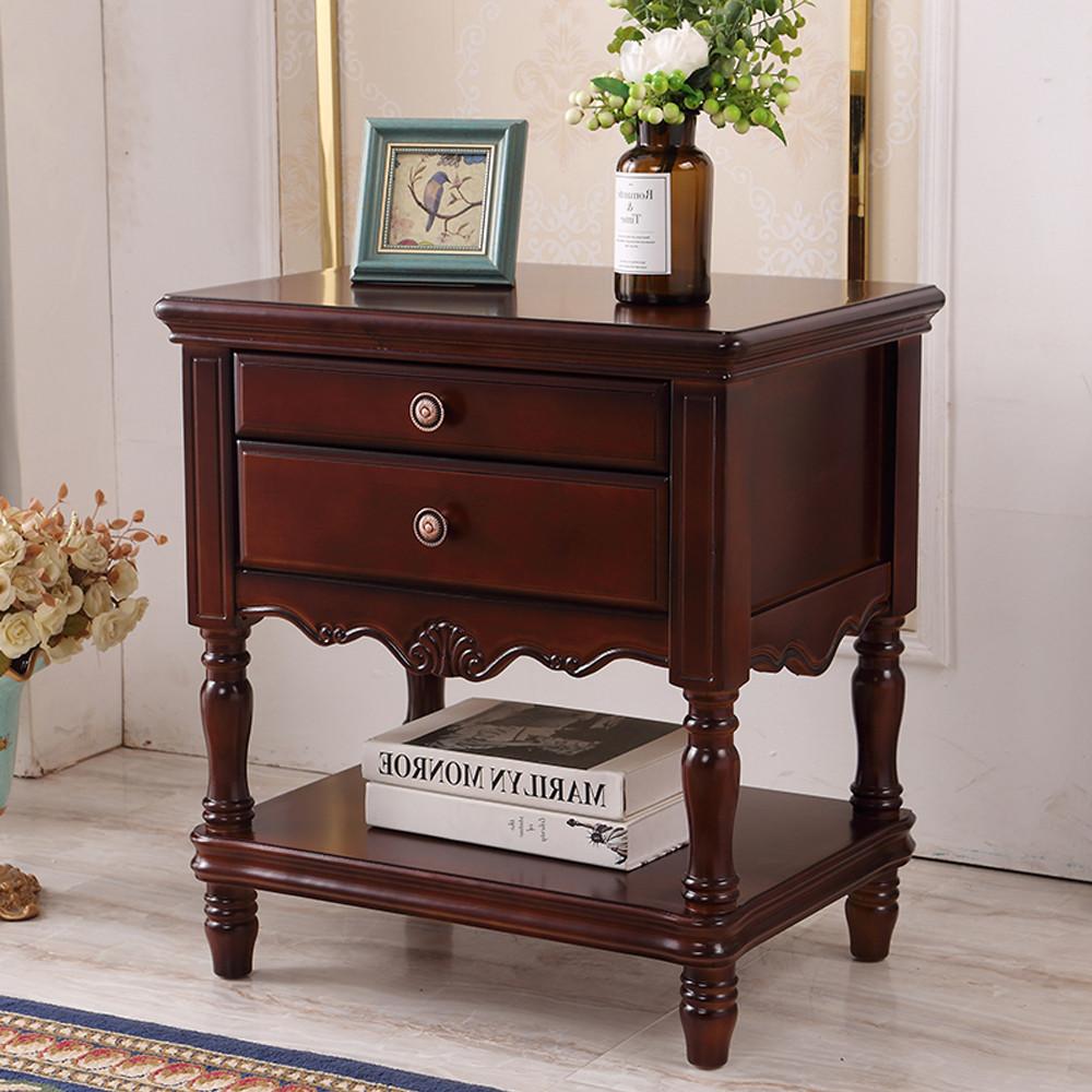 엔틱 높은 협탁 테이블 원목 3단 침대옆 선반