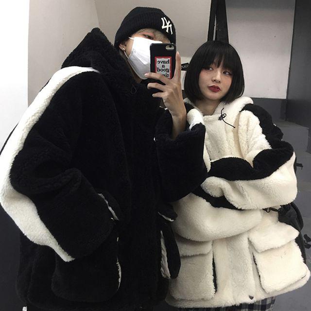 윌키밀키 양털 뽀글이 기모 후드집업