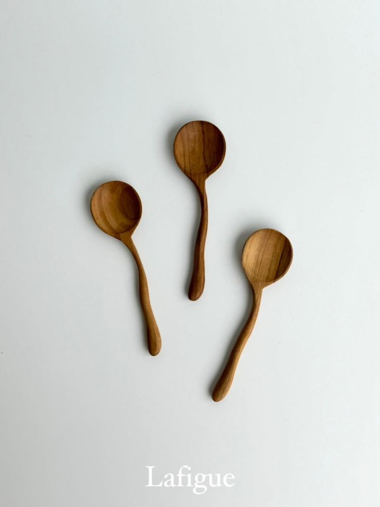 물결 손잡이 요거트 우드 스푼 다용도 나무 수저