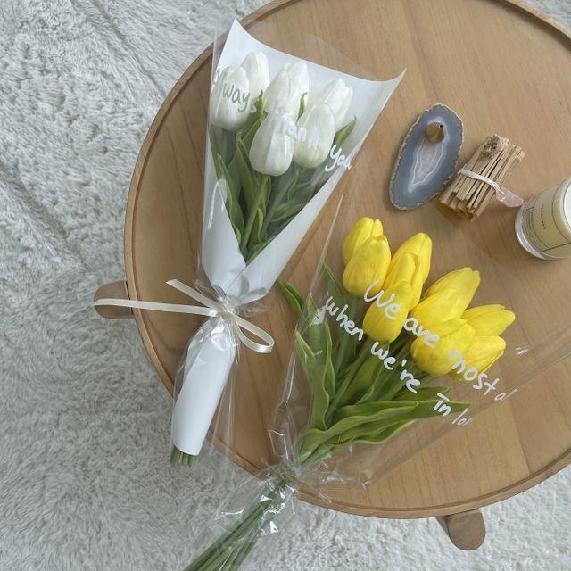 [무료배송] 인테리어 미니 망고 3묶음 튤립조화 실크플라워 부케 꽃다발