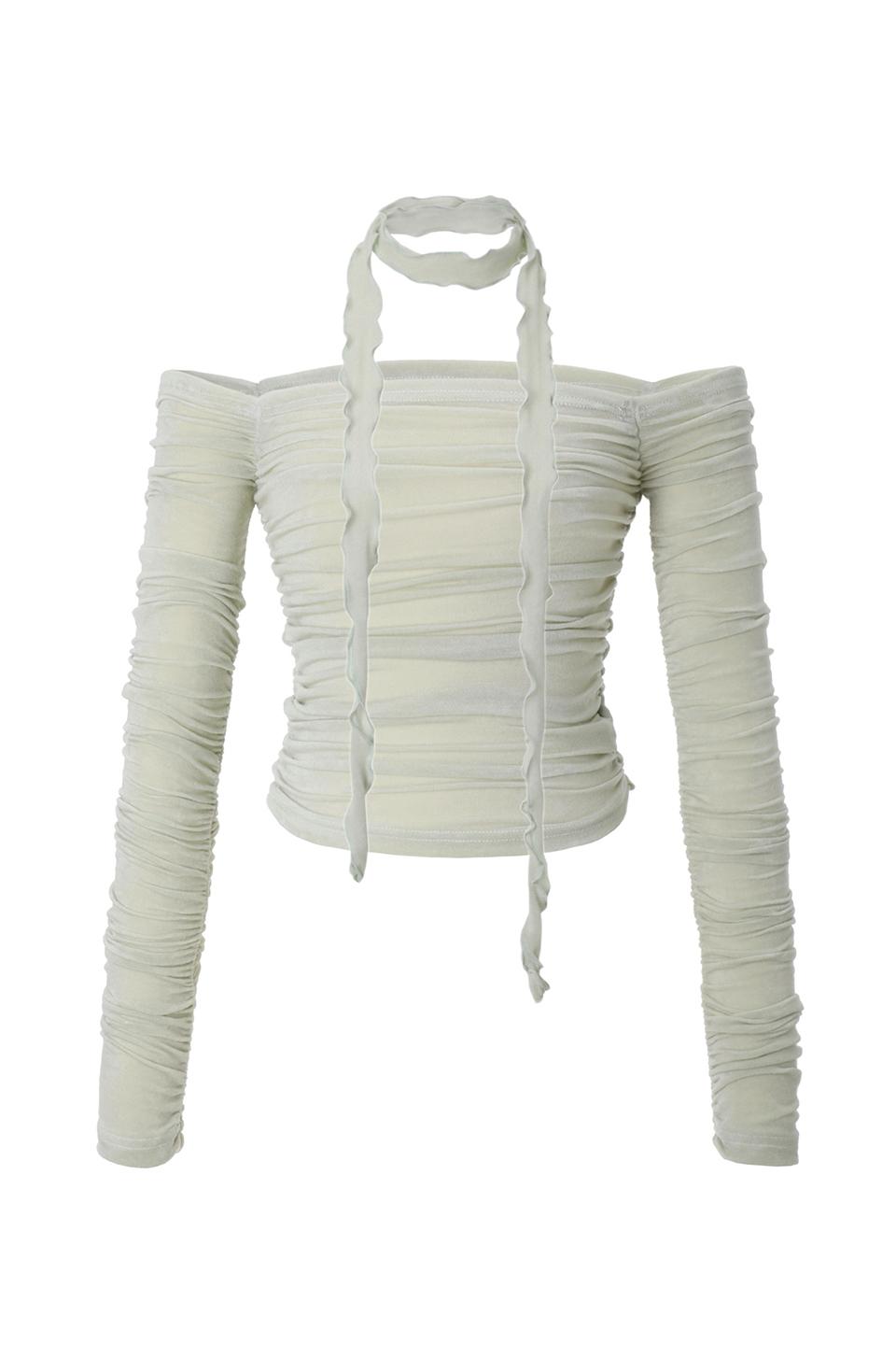 (4th re-order) Shirring Scarf Top